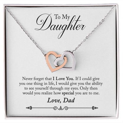 Daughter - Never Forget - Interlocking Heart Necklace