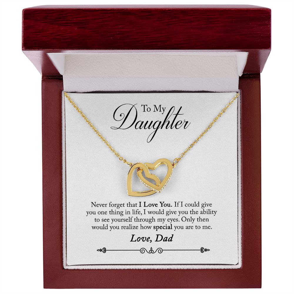 Daughter - Never Forget - Interlocking Heart Necklace