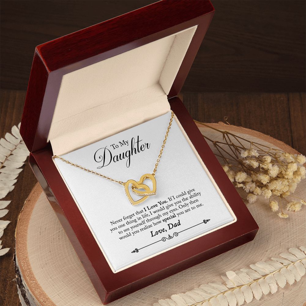 Daughter - Never Forget - Interlocking Heart Necklace