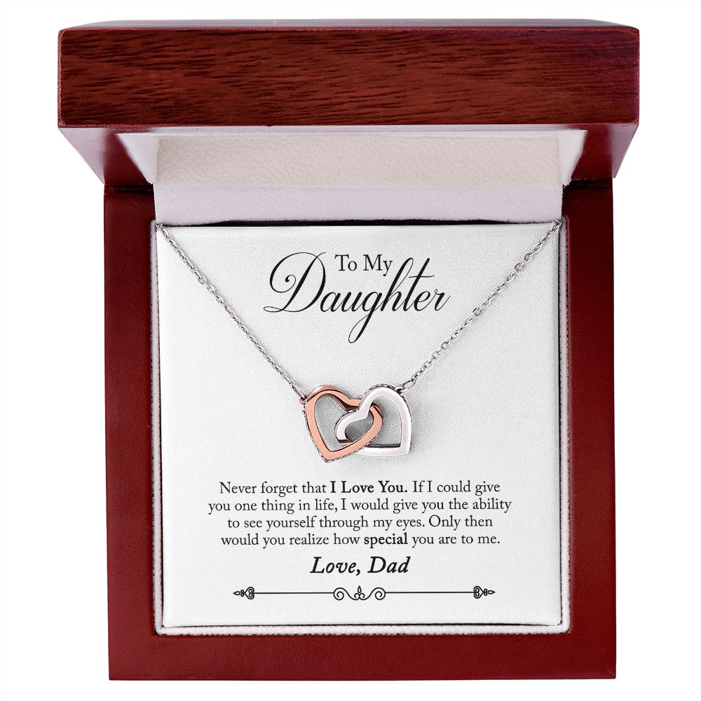 Daughter - Never Forget - Interlocking Heart Necklace
