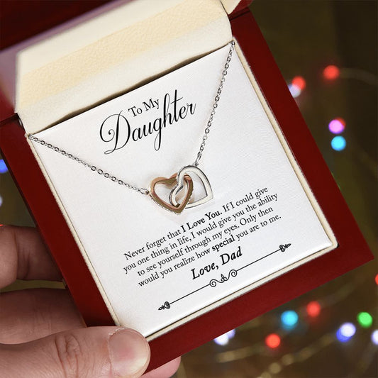 Daughter - Never Forget - Interlocking Heart Necklace