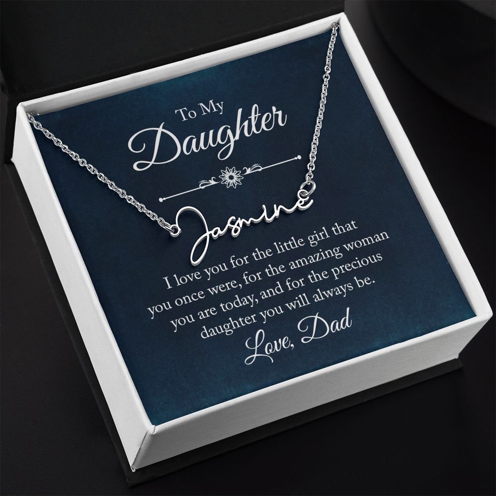 Daughter - Gift From Dad - Signature Name Necklace