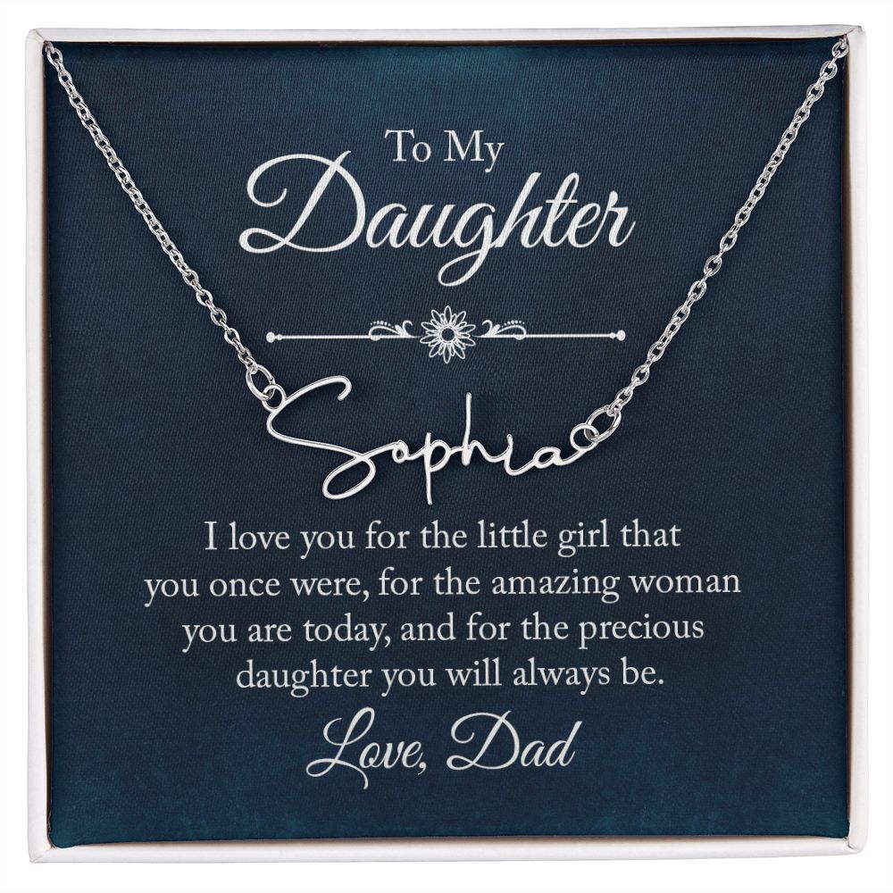 Daughter - Gift From Dad - Signature Name Necklace
