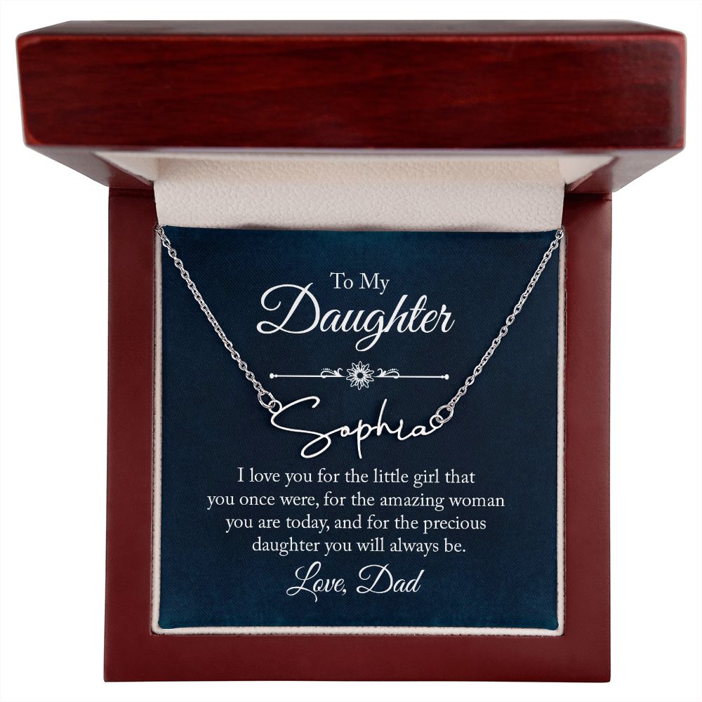 Daughter - Gift From Dad - Signature Name Necklace