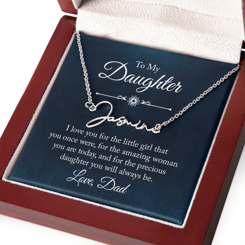 Daughter - Gift From Dad - Signature Name Necklace