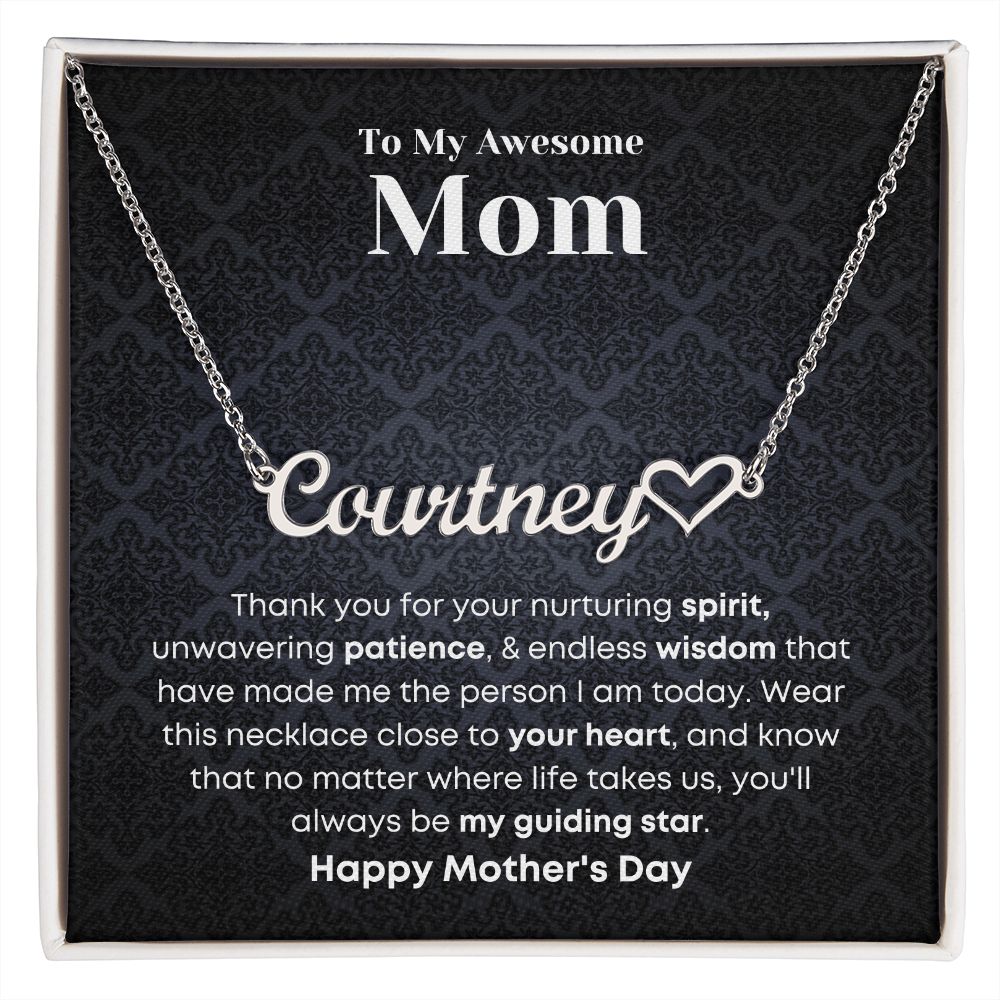 Mom - Custom Name Necklace with Hearth Character
