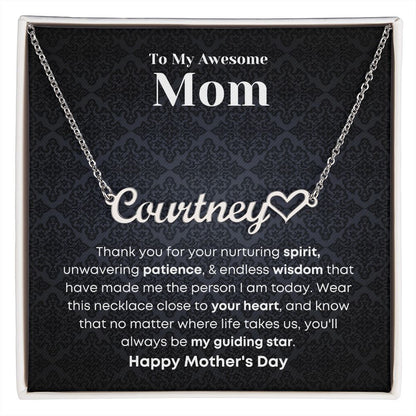 Mom - Custom Name Necklace with Hearth Character