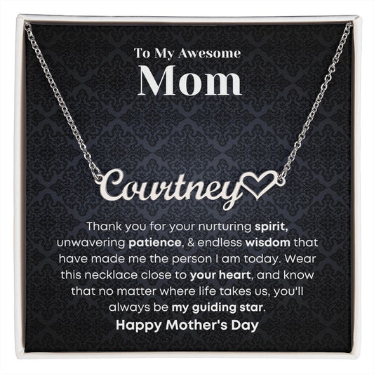 Mom - Custom Name Necklace with Hearth Character