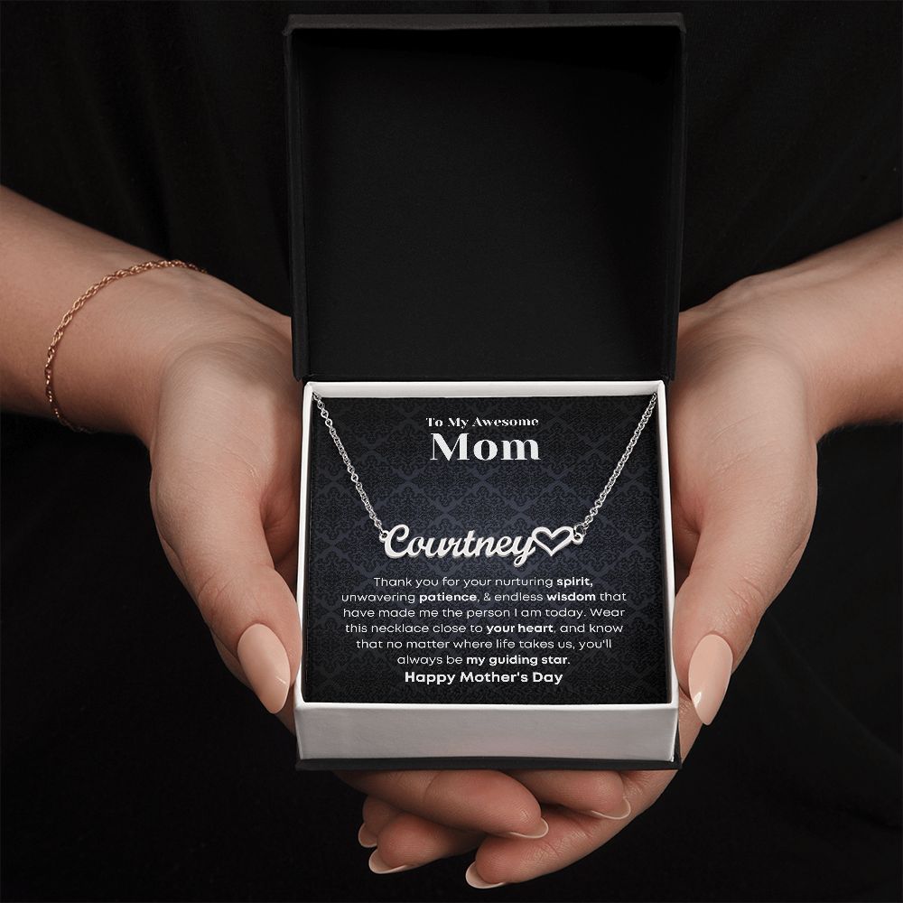 Mom - Custom Name Necklace with Hearth Character