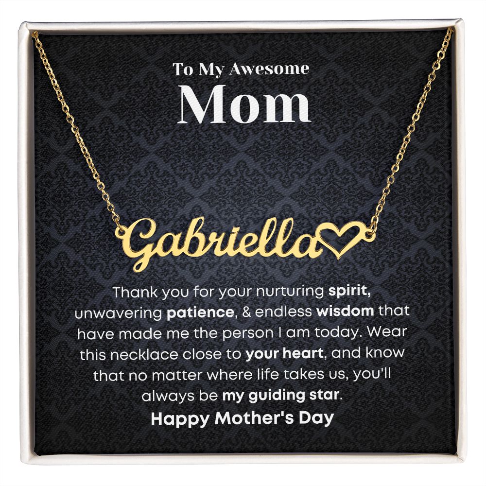 Mom - Custom Name Necklace with Hearth Character