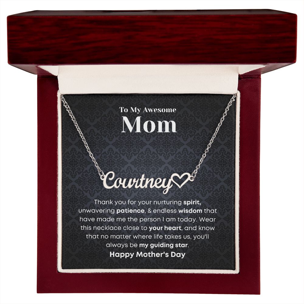 Mom - Custom Name Necklace with Hearth Character