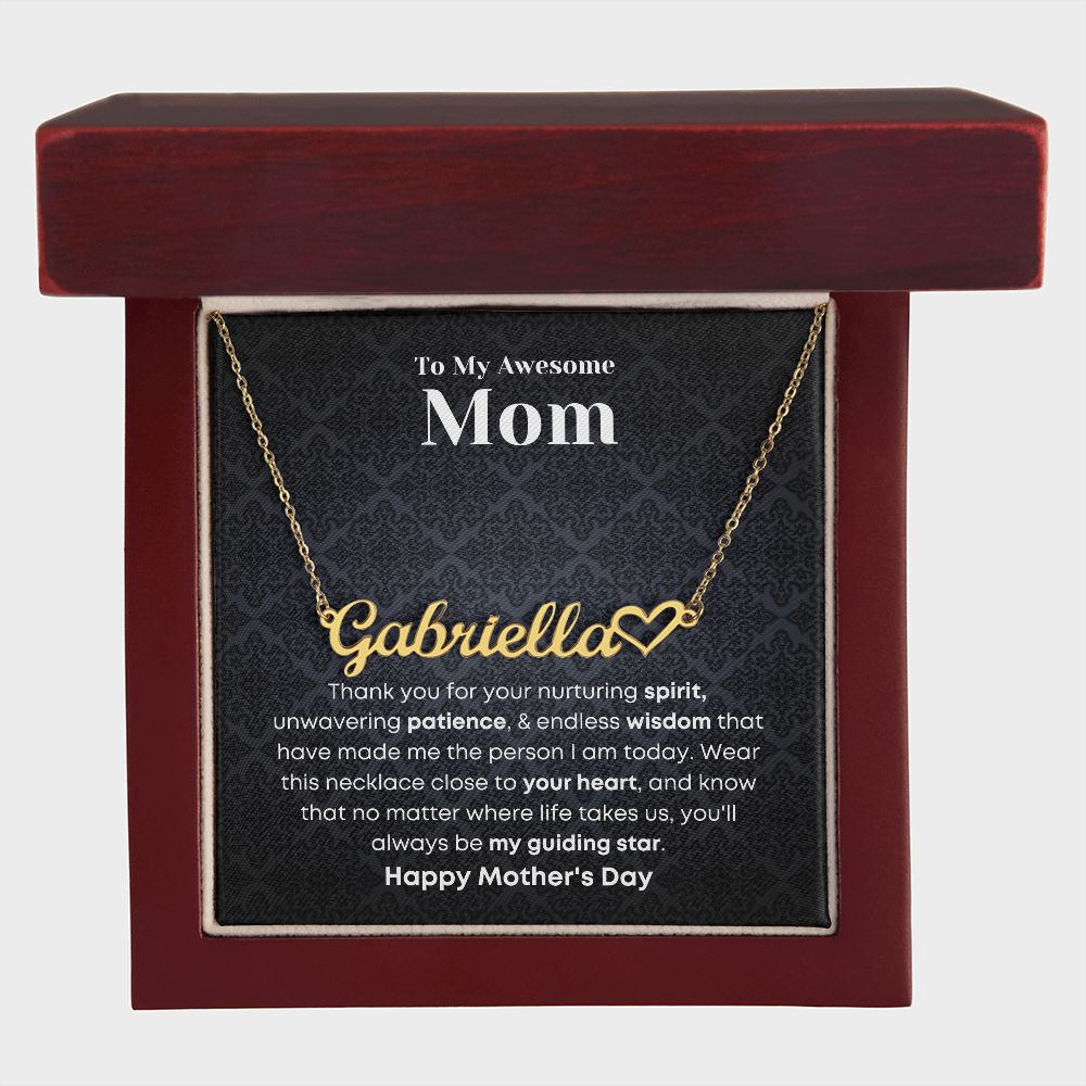 Mom - Custom Name Necklace with Hearth Character